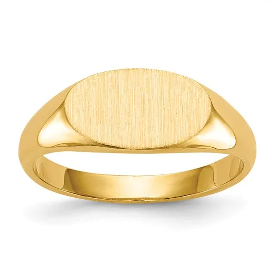 14k 6.5x11.5mm Closed Back Oval Top Signet Ring