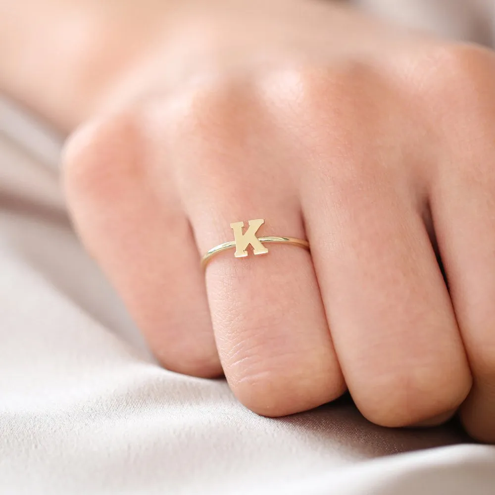 14K Gold Initial Letter Ring