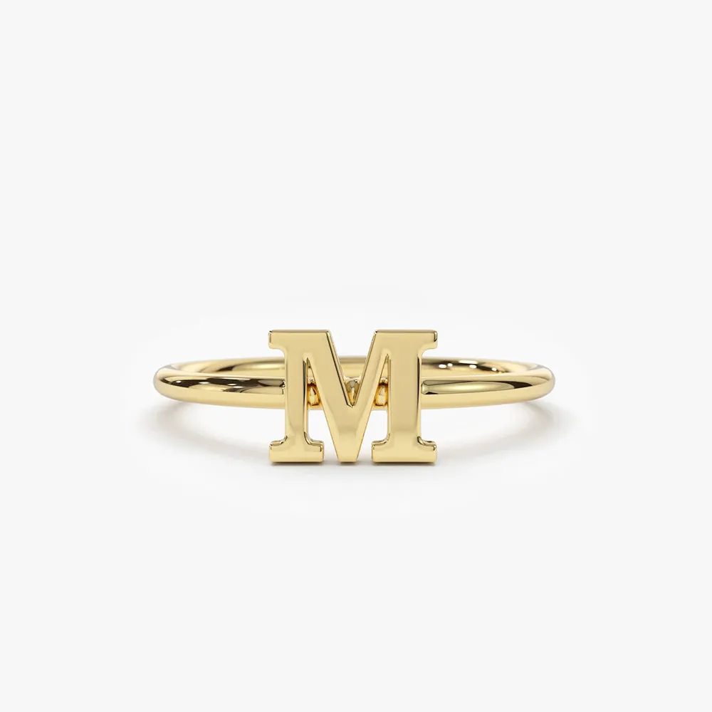 14K Gold Initial Letter Ring