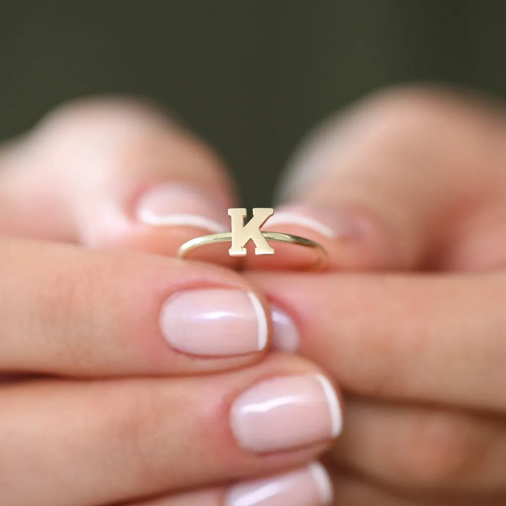 14K Gold Initial Letter Ring