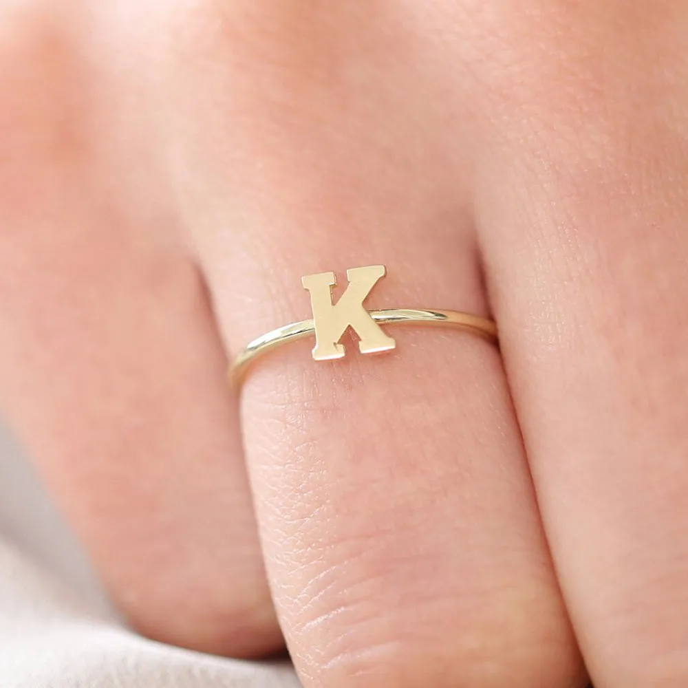 14K Gold Initial Letter Ring