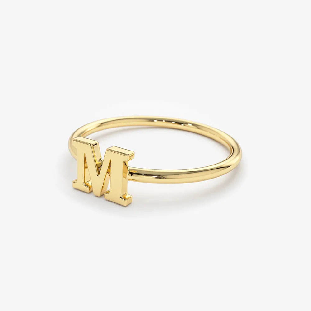 14K Gold Initial Letter Ring