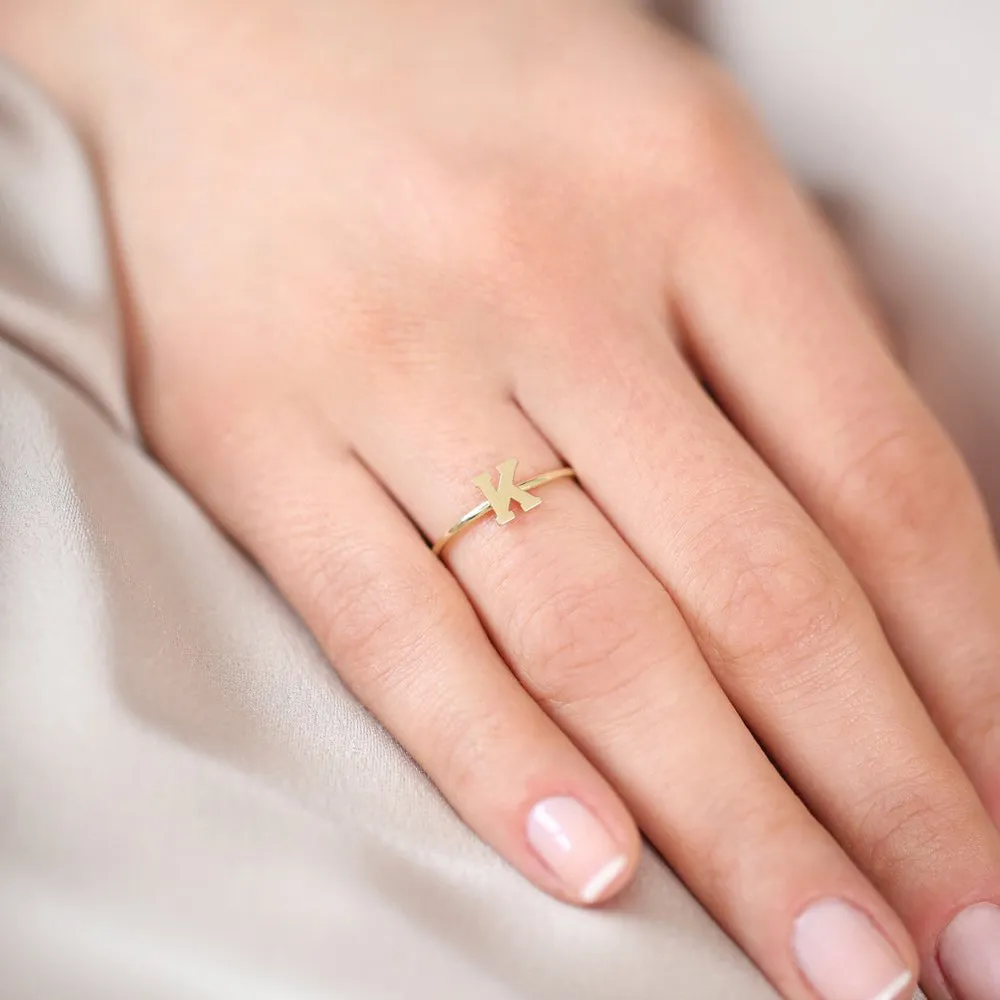 14K Gold Initial Letter Ring