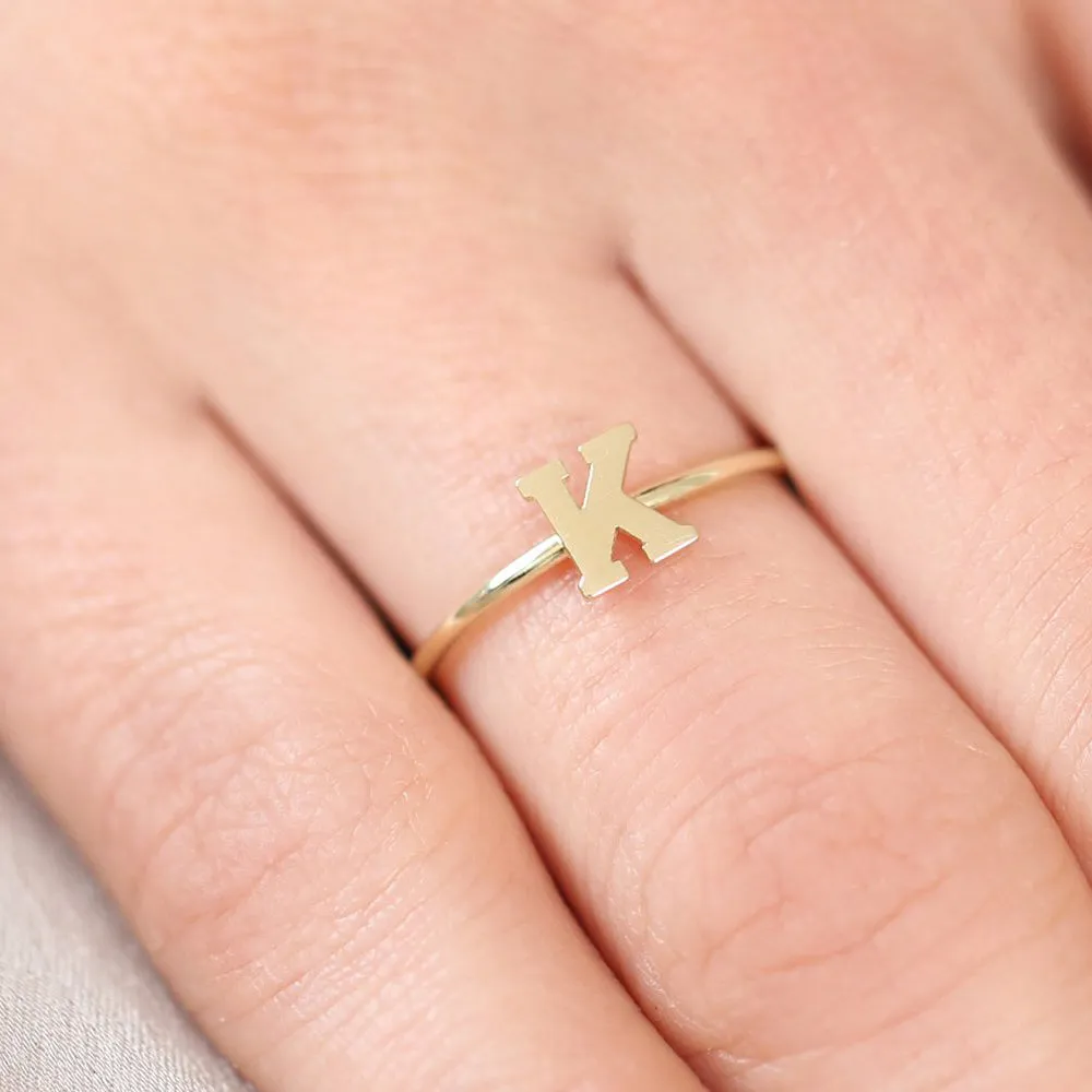 14K Gold Initial Letter Ring