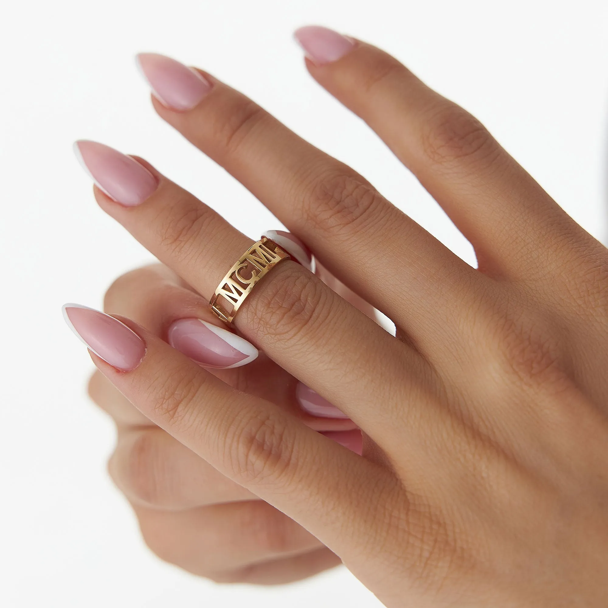 14K Gold Personalized Roman Numeral Ring