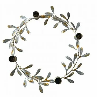 Aged Zinc Mistletoe Candle Wreath