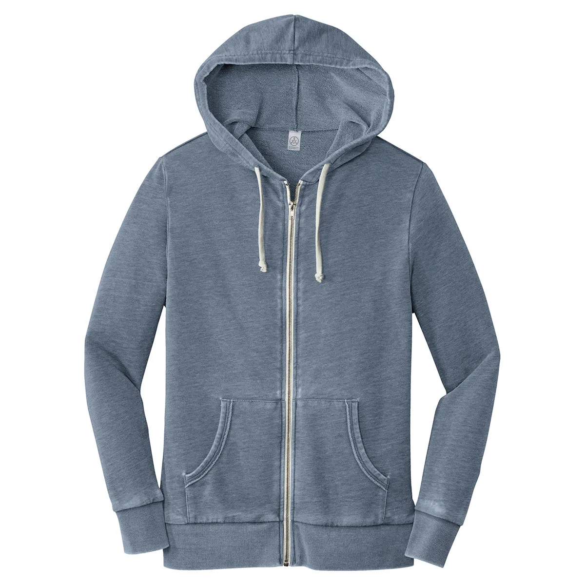 Alternative Apparel Men's Dark Navy Burnout Laid-Back Zip Hoodie