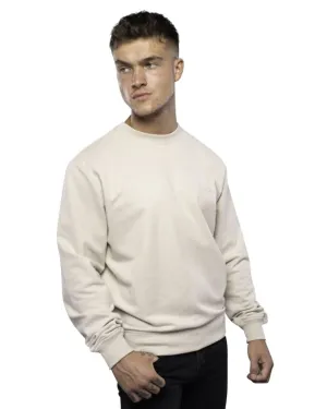 Antonio Falcone 100% Cotton Crew Neck Unbrushed Stonewashed Sweatshirt Stone