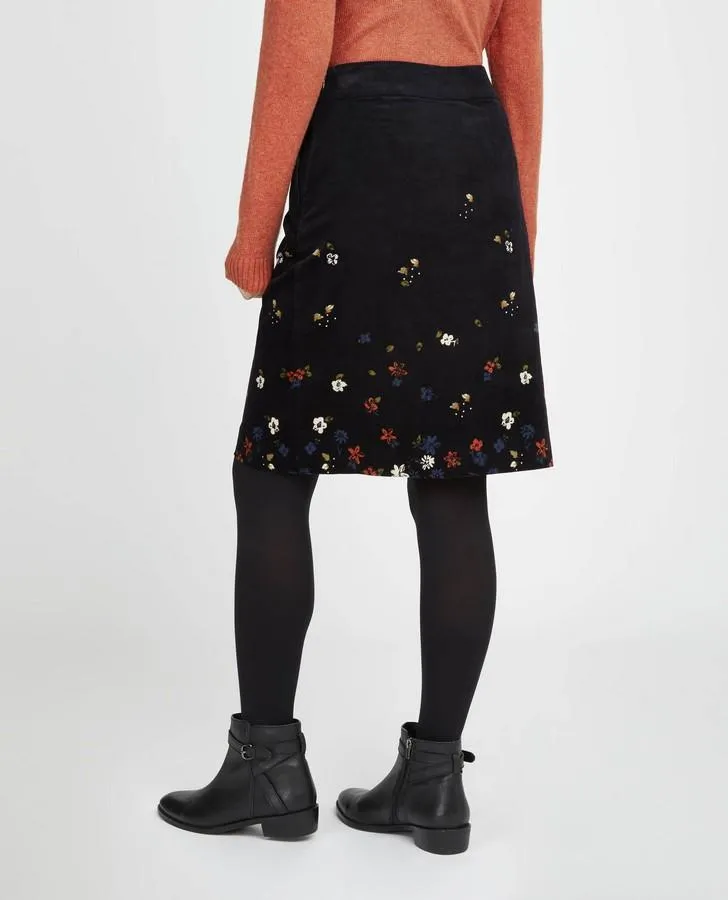 Autumn Placement Printed Velvet A-Line Skirt