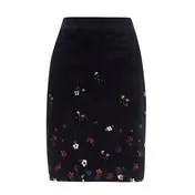 Autumn Placement Printed Velvet A-Line Skirt