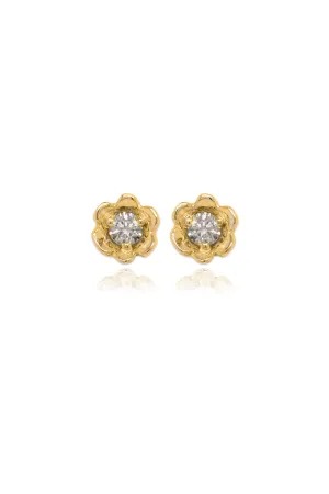 Barnacles ~ 2.5mm Gold Diamond Stud Earrings