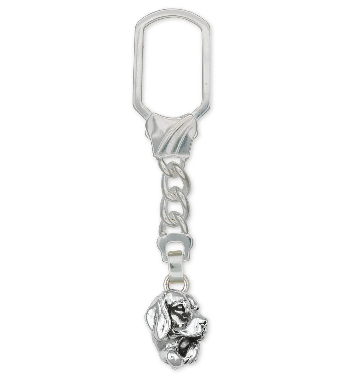 Beagle Key Ring Jewelry Sterling Silver Handmade Dog Key Ring BG3-KRE