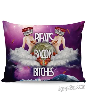 Beats Bacon Bitches Pillow Case