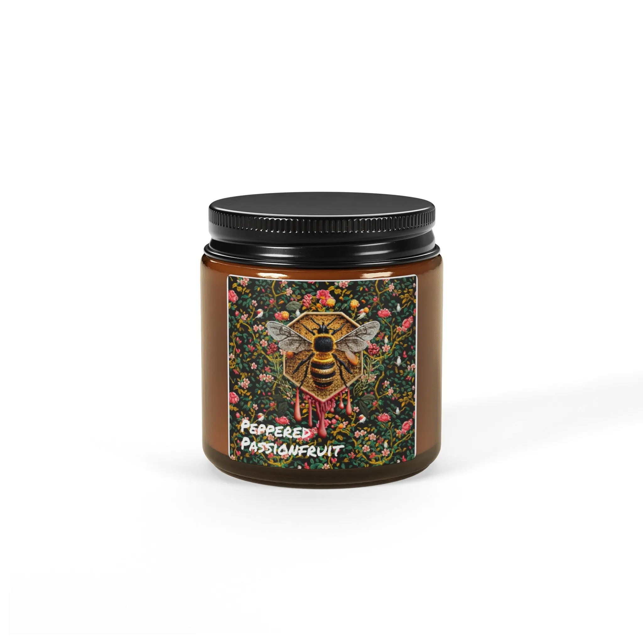 Bee Sweet Scented Soy 4oz. Candle Amber Jar - Peppered Passionfruit