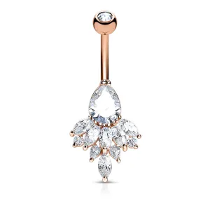 Belly Ring - Cubic Zicronia Teardrop Rose