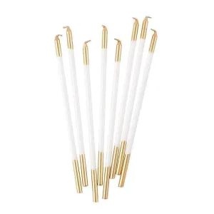 Caspari Slim Birthday Candles in White & Gold - 16 Candles Per Package