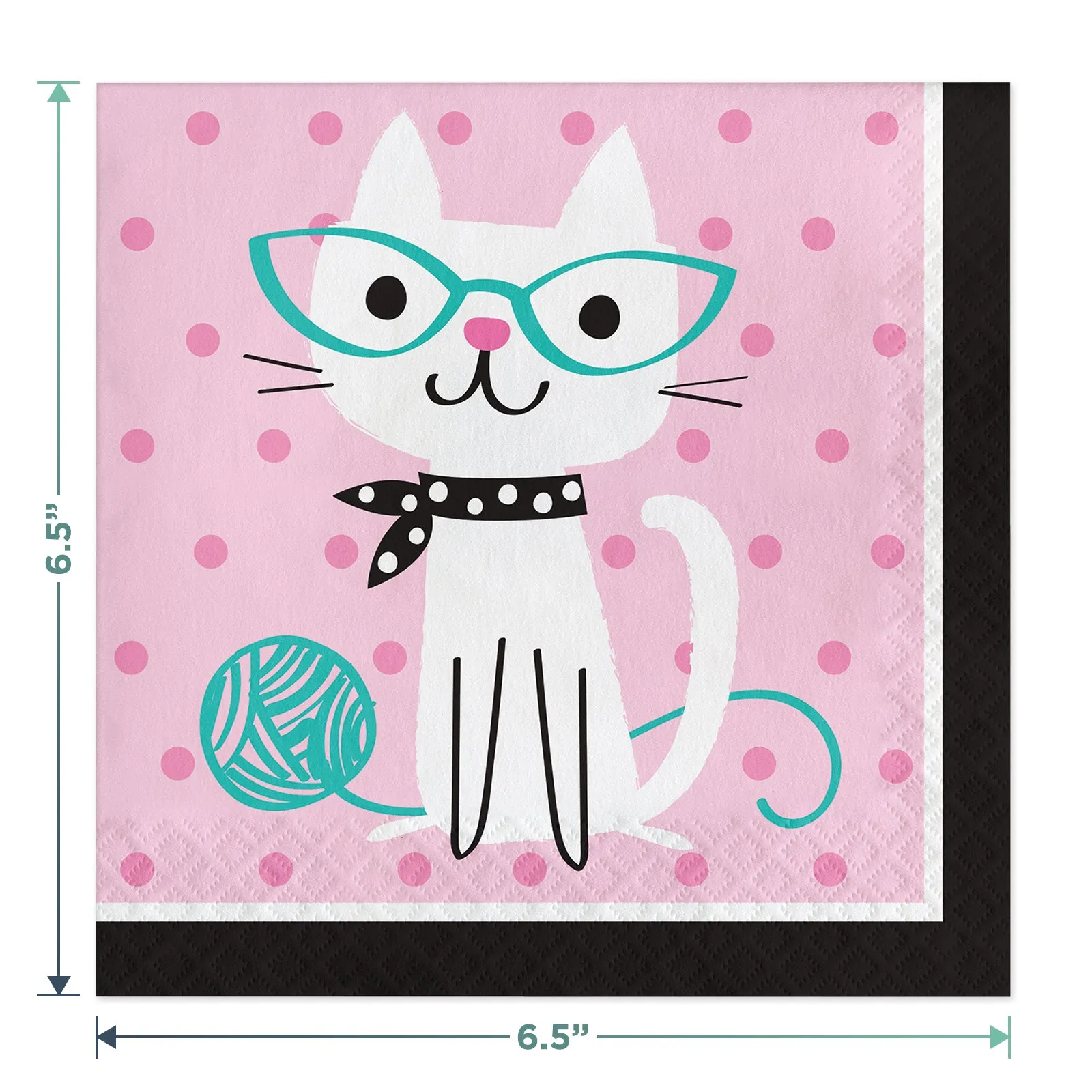 Cat Party Pink Paper Dinner Plates, Napkins, Forks, Cups, Table Cover, and Banner Set (Serves 16)