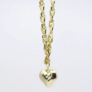 Chunky Chain Puffy Heart Necklace J16