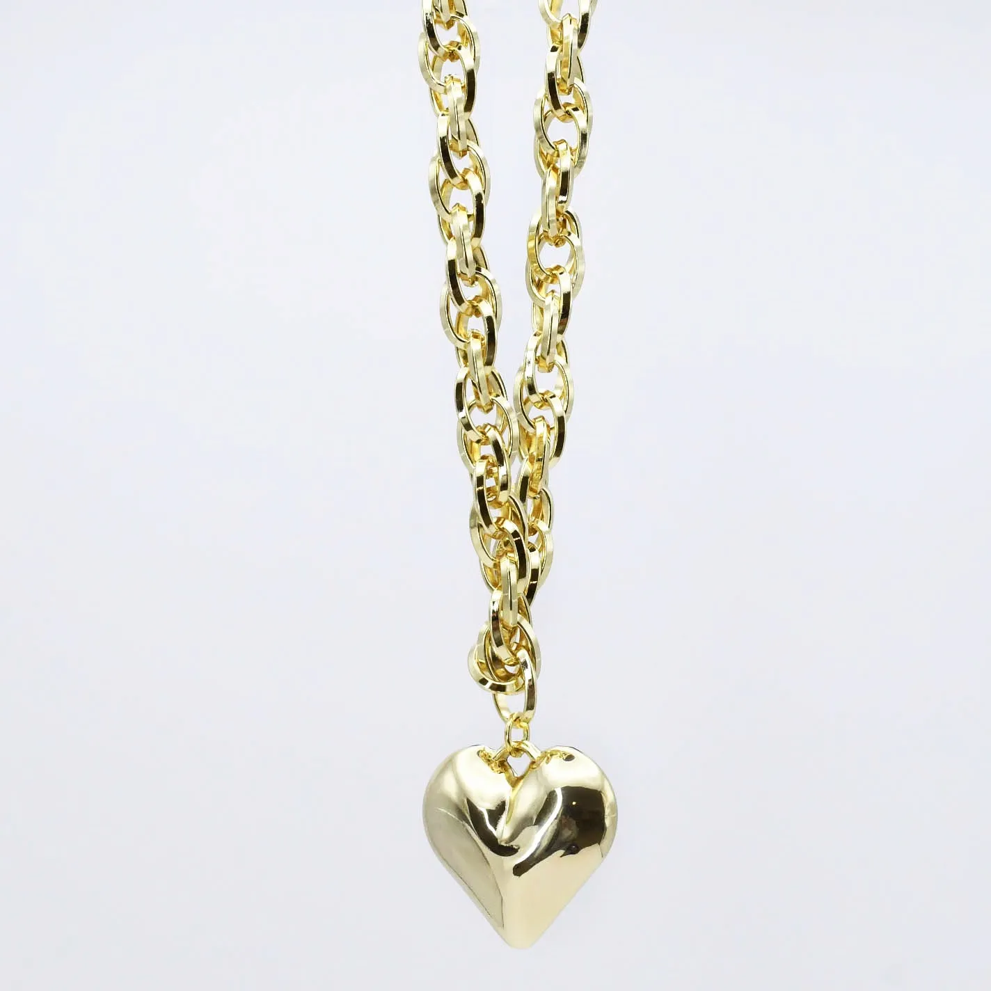 Chunky Chain Puffy Heart Necklace J16