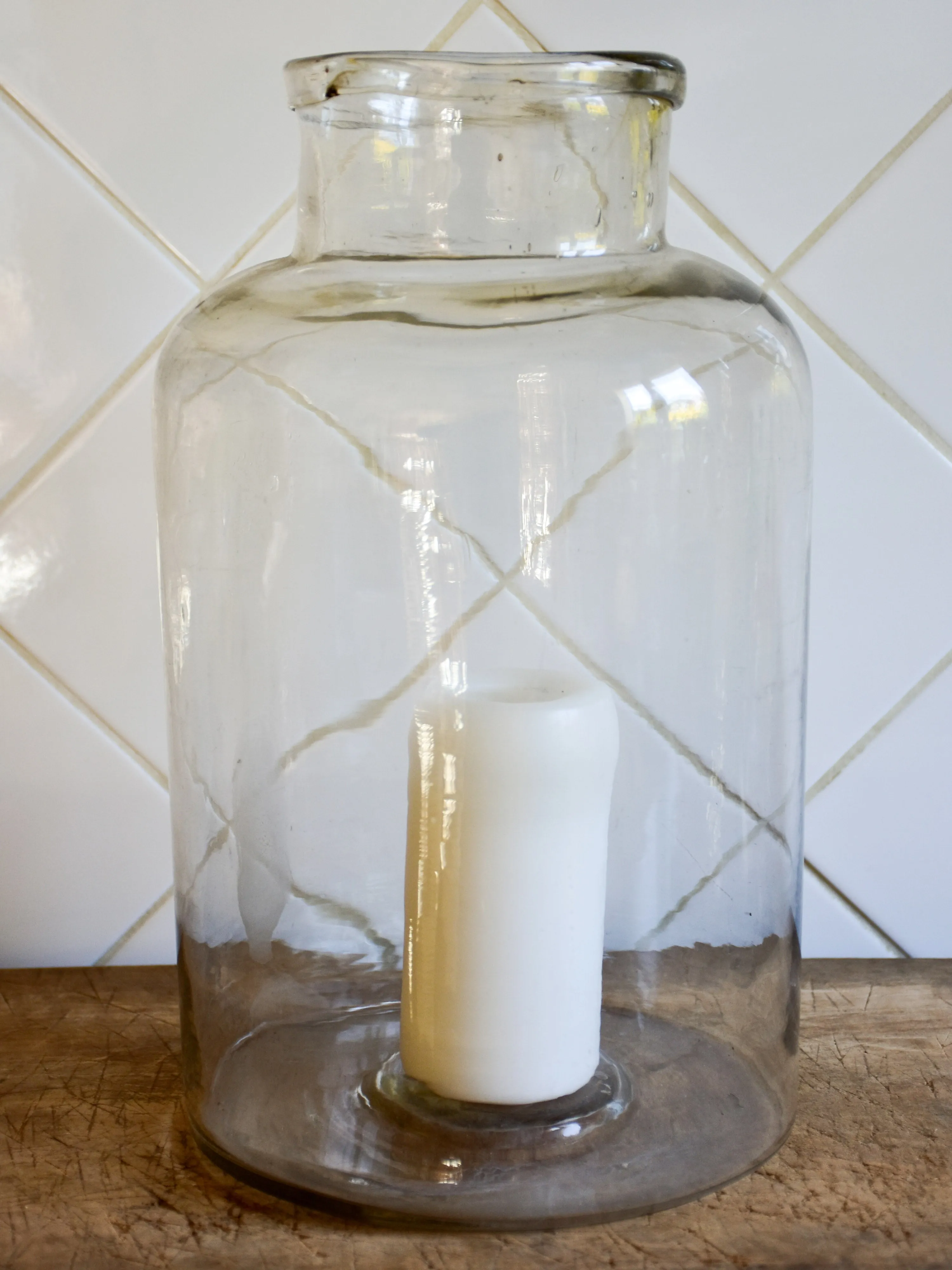 Collection of three very large vintage glass jars