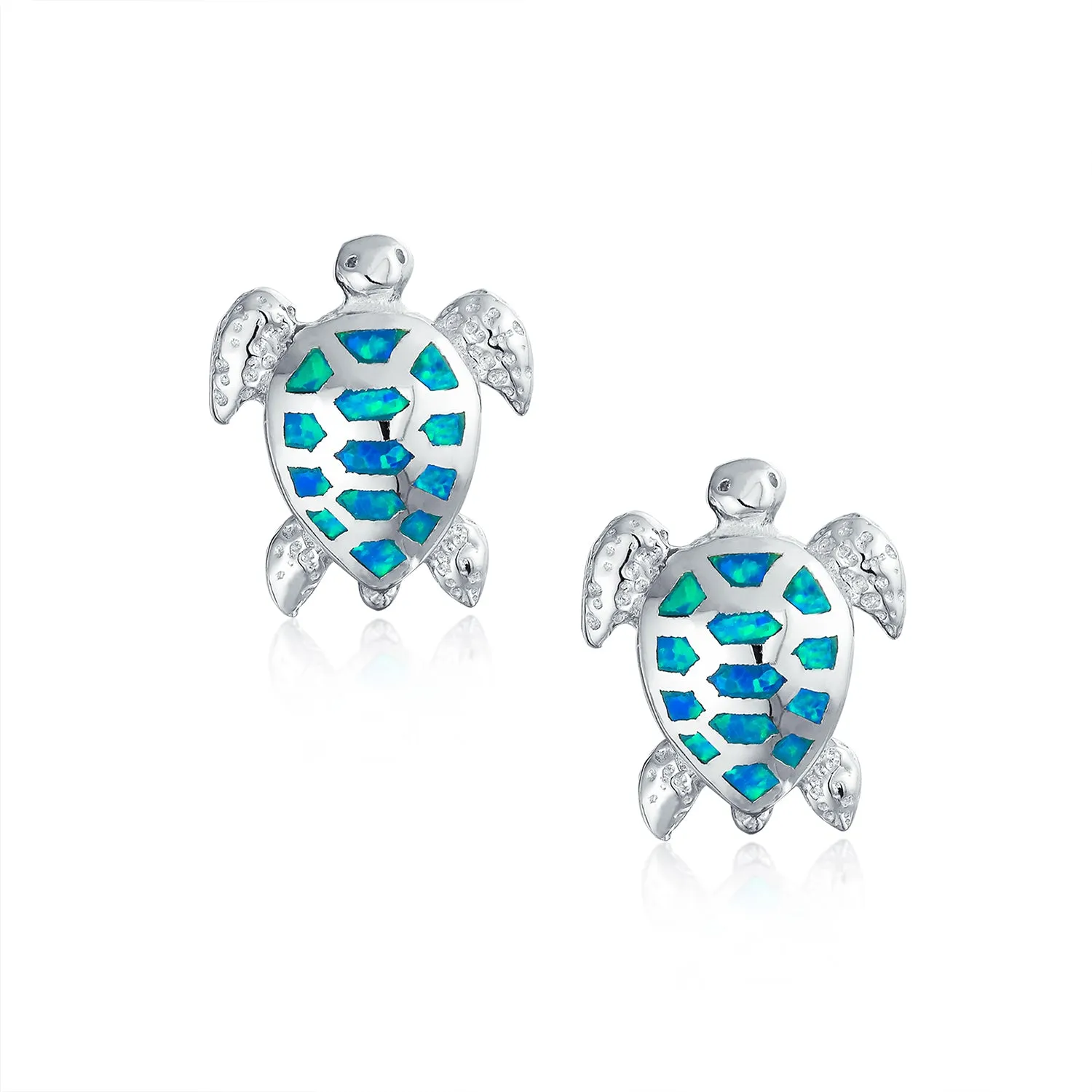 Created Opal Heart Turtle Drop Lever back Earrings .925 Sterling Silver