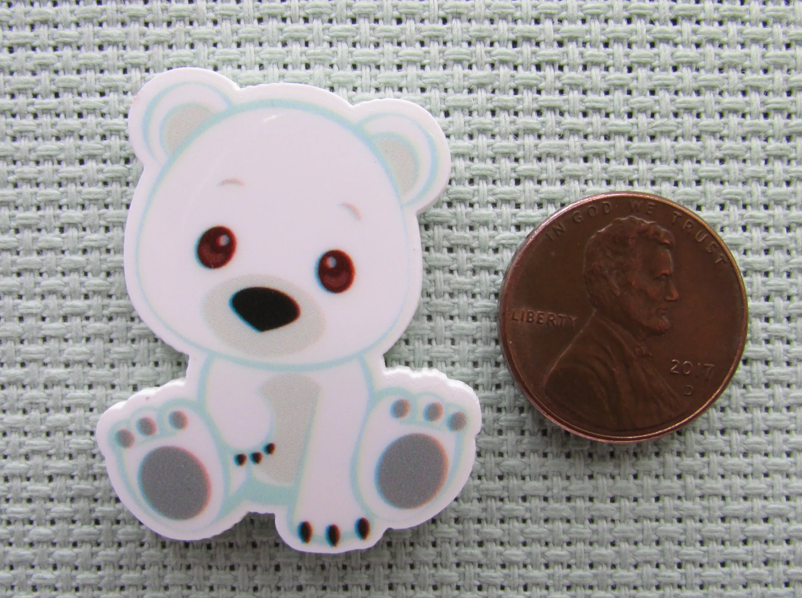 Cute Cuddly Polar Bear Needle Minder, Cover Minder, Magnet