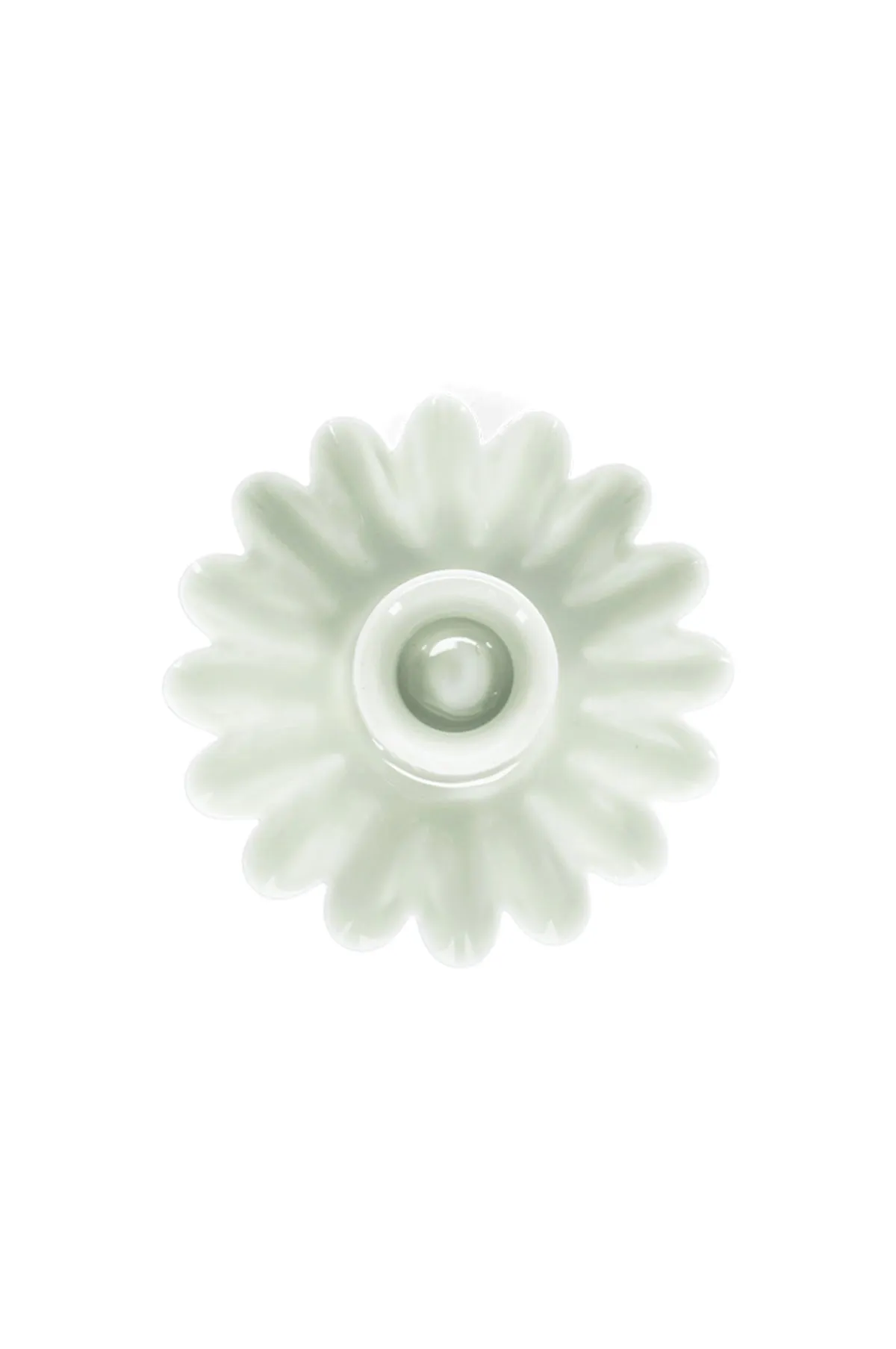 Enamel Cupped Flower Candle Holder Light Grey