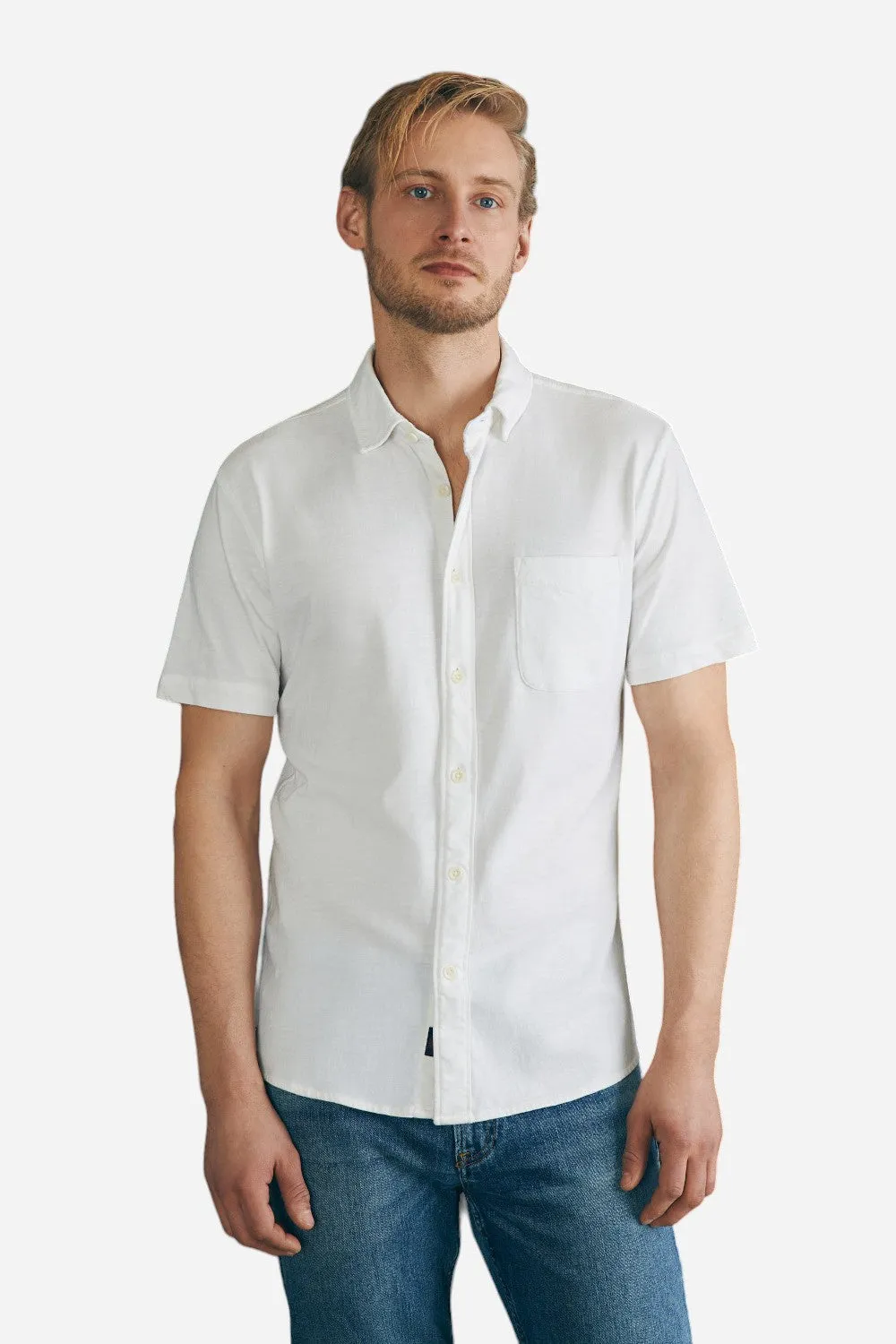 Faherty Short-Sleeve Sunwashed Knit Shirt (Single Pocket)