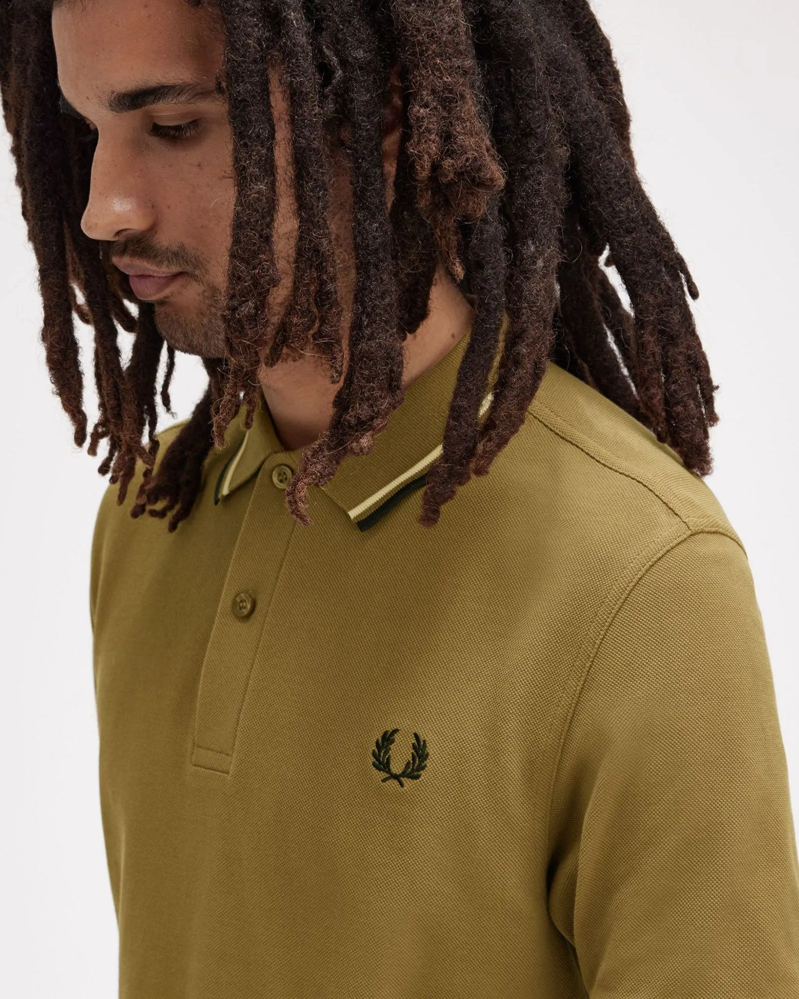 Fred Perry Twin Tipped Polo Shirt - Shaded Stone / Ice Cream / Black