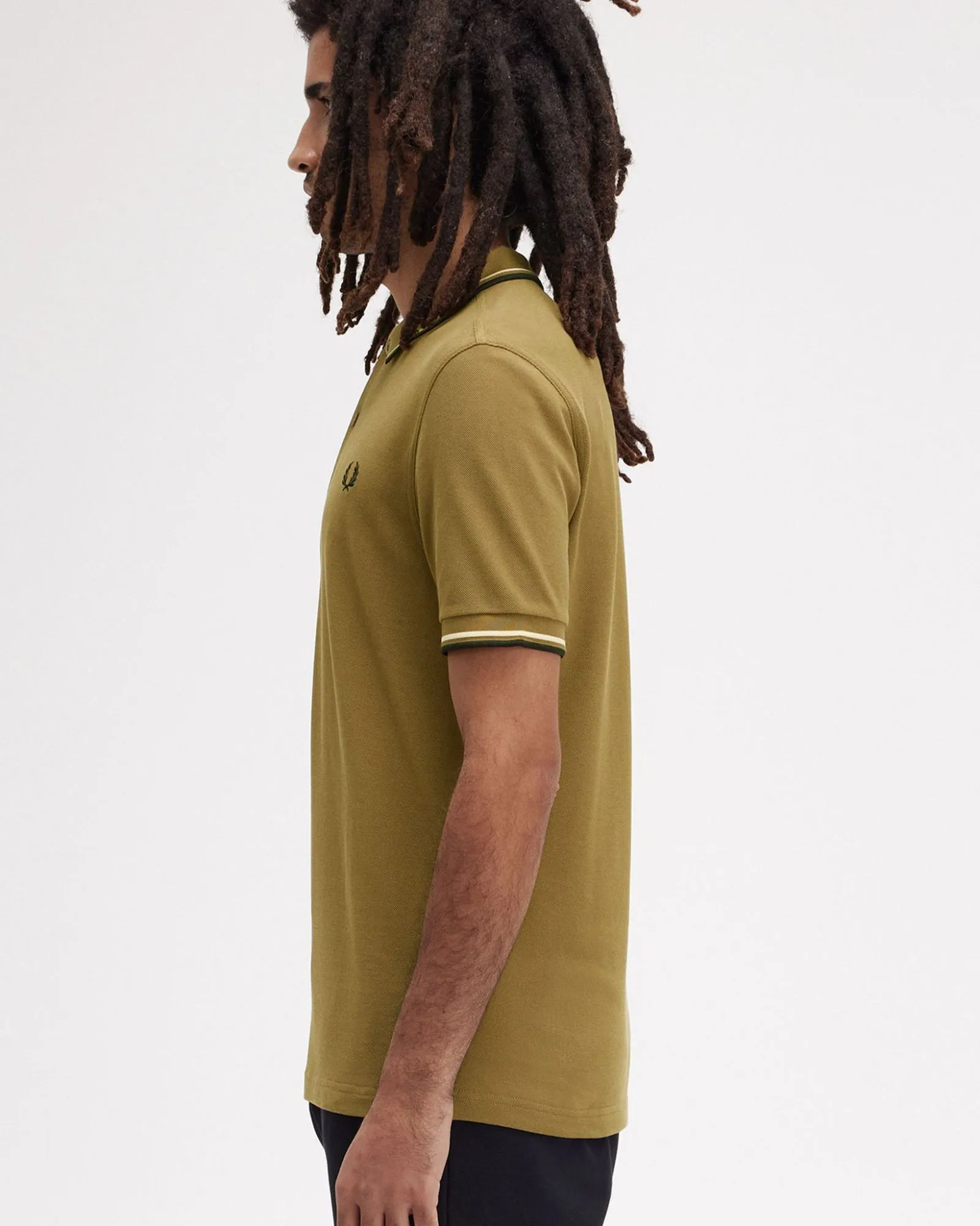 Fred Perry Twin Tipped Polo Shirt - Shaded Stone / Ice Cream / Black