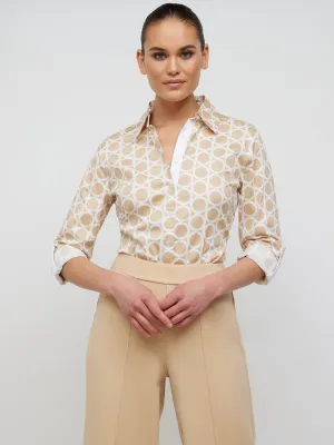 Geometric-Print Button-Front Secret Snap - NY&C Madison Shirt®