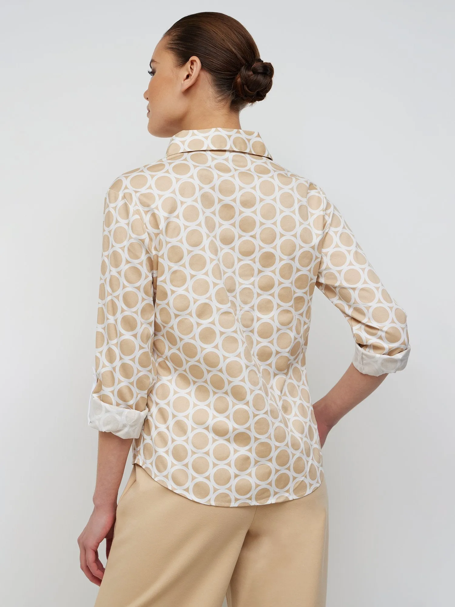 Geometric-Print Button-Front Secret Snap - NY&C Madison Shirt®