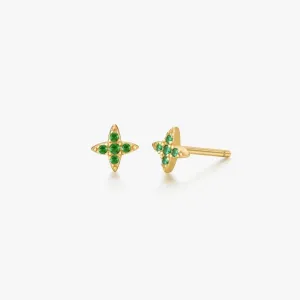 Green Gem Estrella Studs in Gold