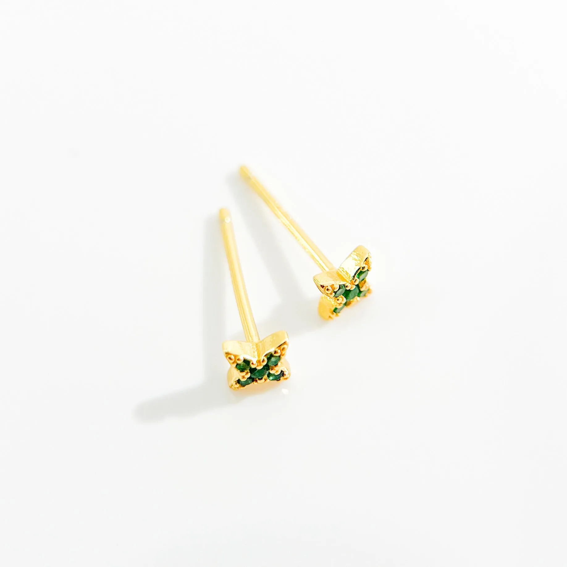 Green Gem Estrella Studs in Gold