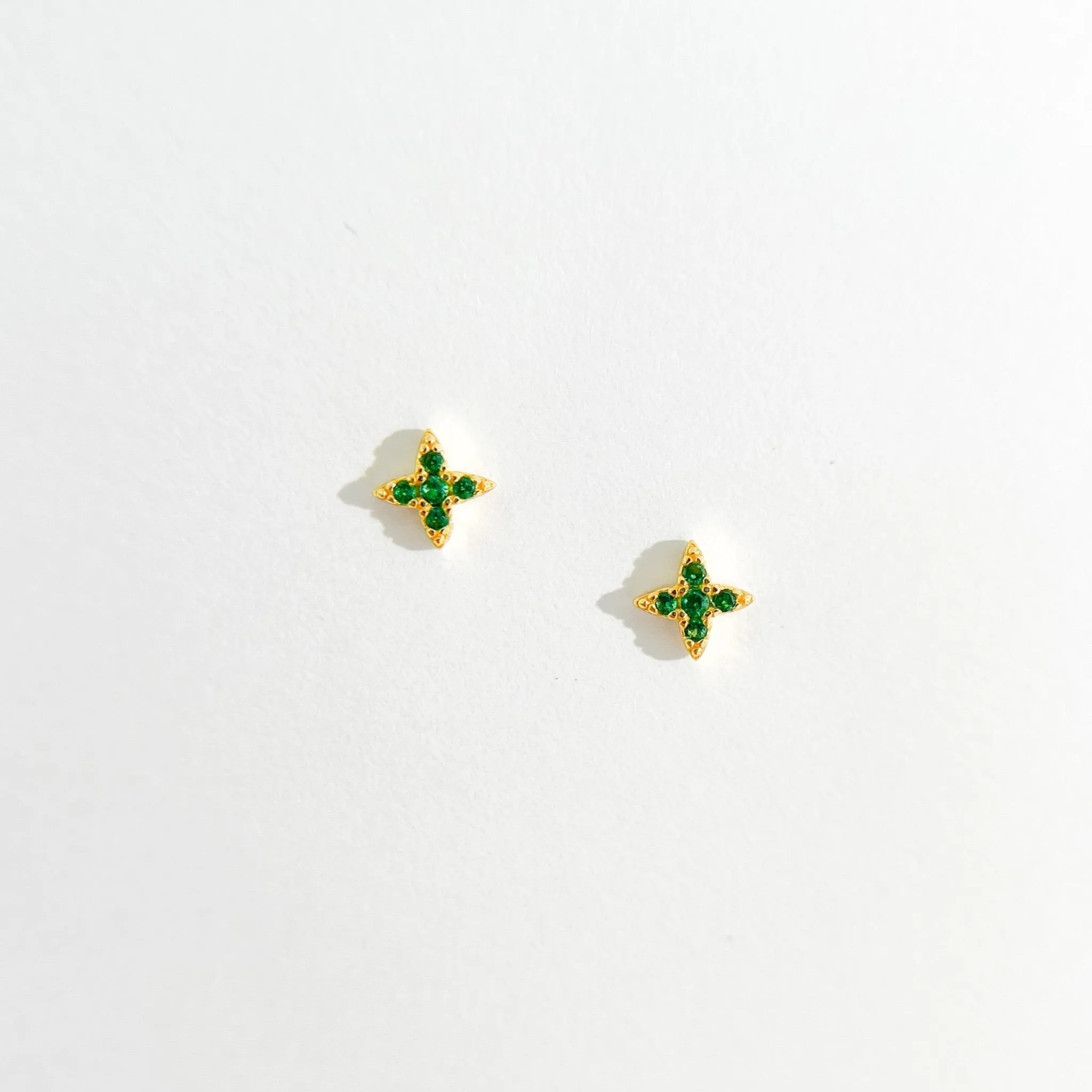 Green Gem Estrella Studs in Gold