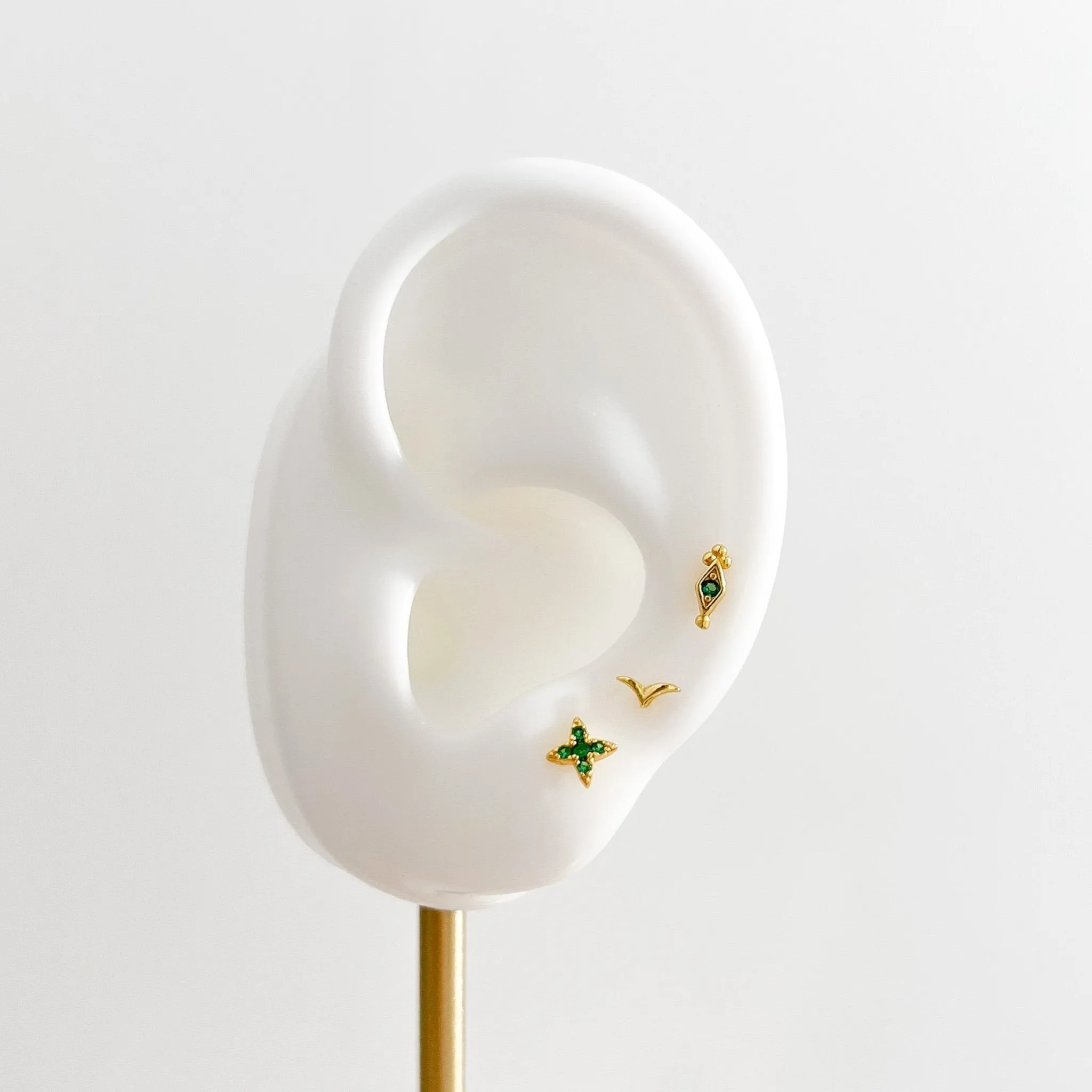 Green Gem Estrella Studs in Gold