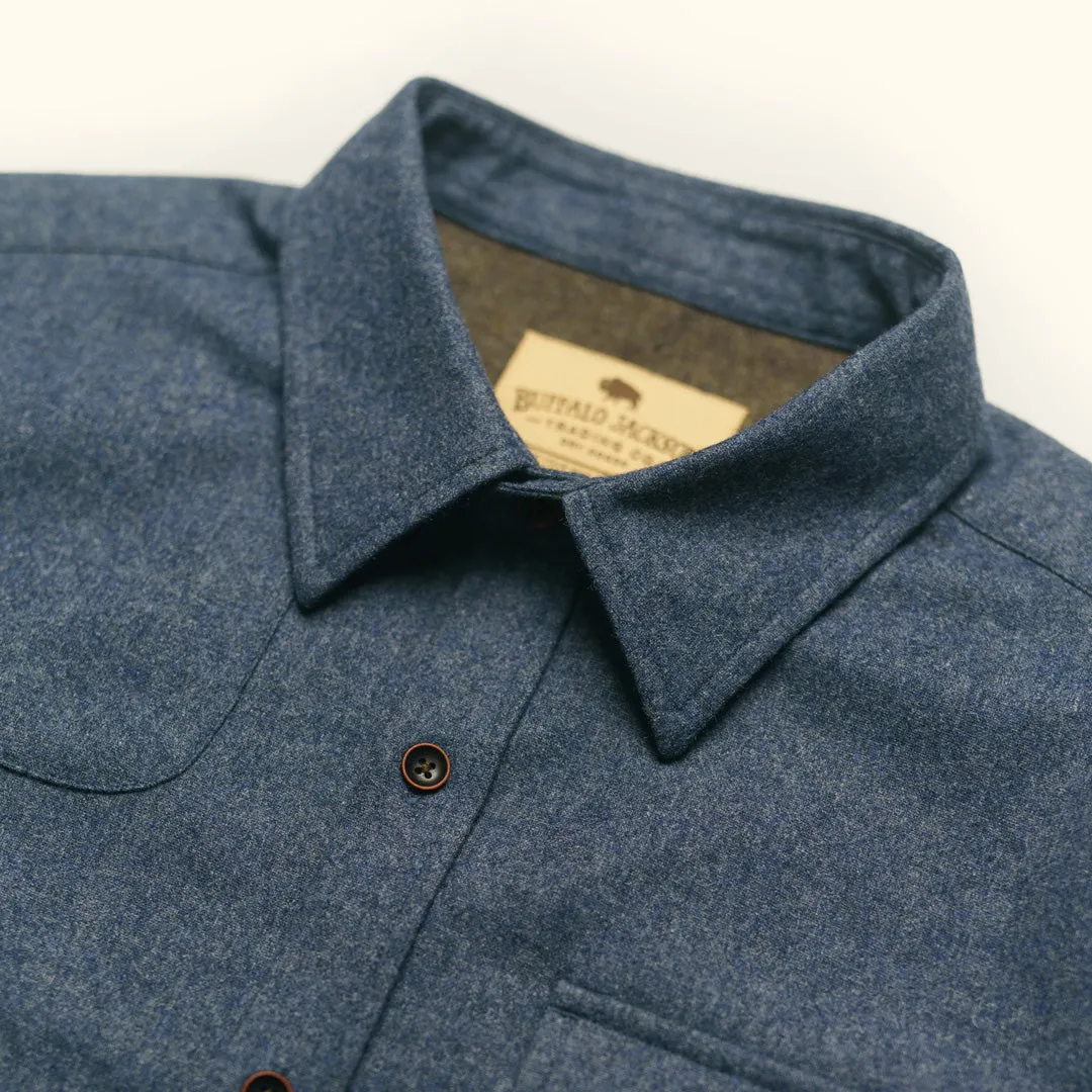 Gunnison Wool-Blend Solid Flannel Shirt | Heather Blue