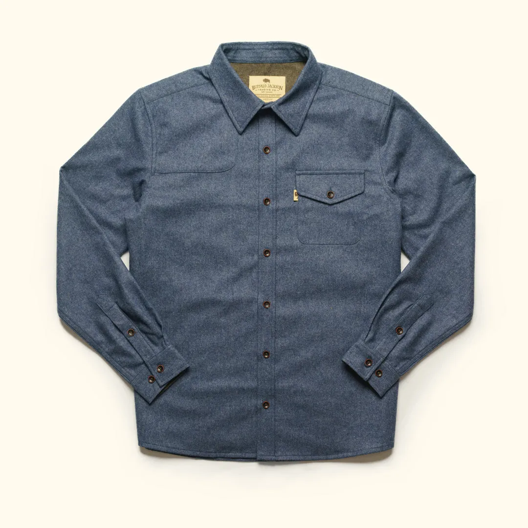 Gunnison Wool-Blend Solid Flannel Shirt | Heather Blue