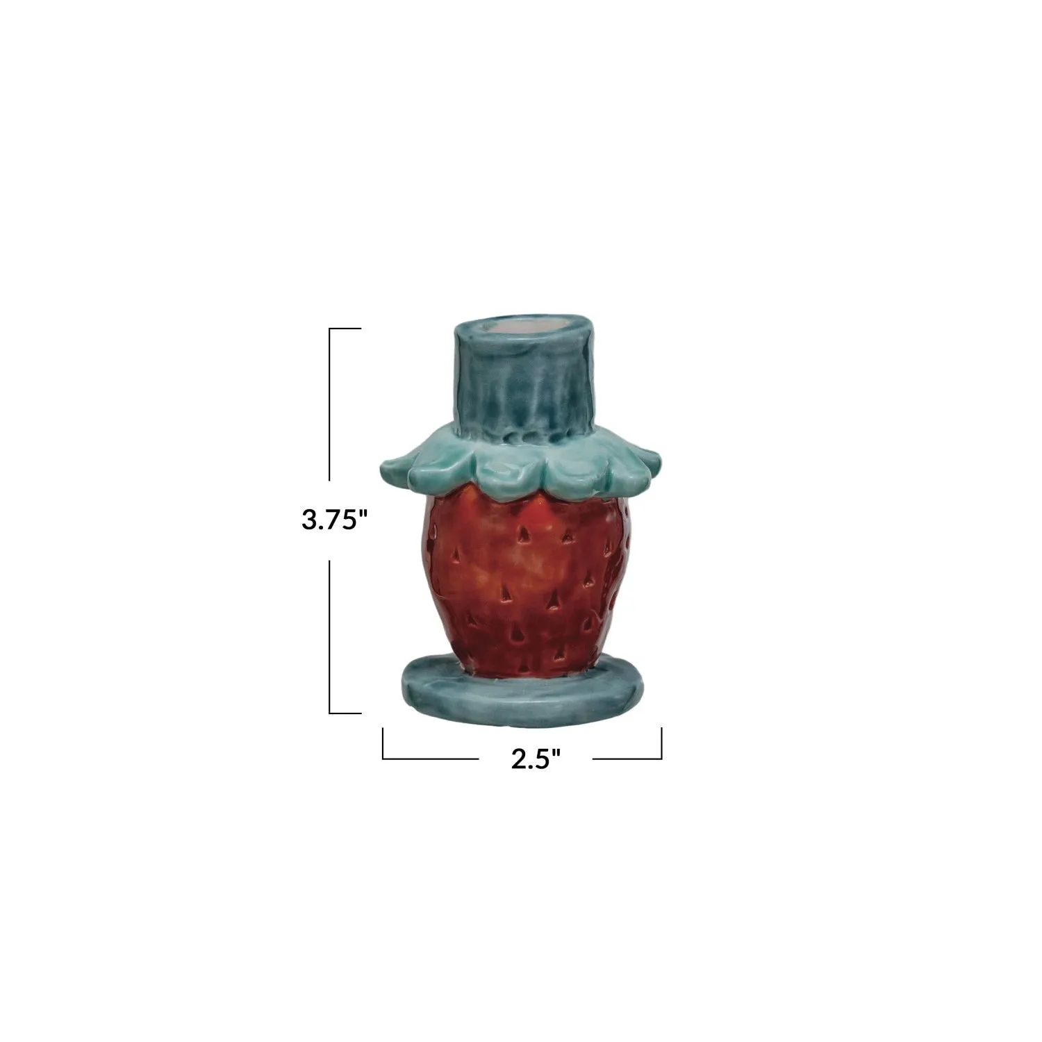 Hand-Painted Stoneware Strawberry Taper Holder