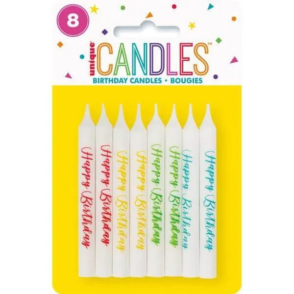 Happy Birthday Candles - Assorted (8ct)