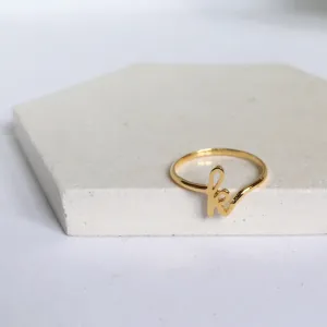 Initial Ring, Solid 14k Gold