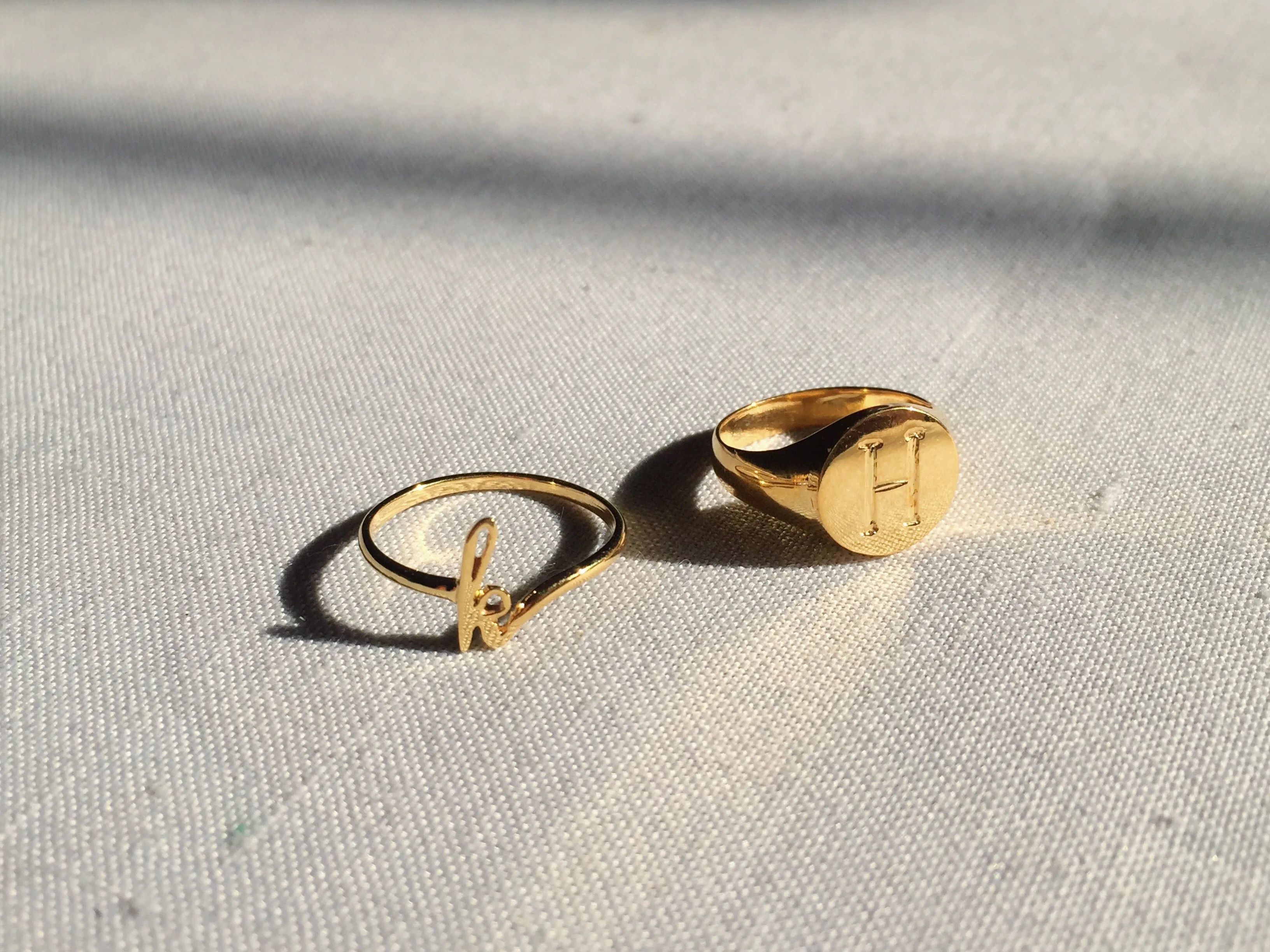 Initial Ring, Solid 14k Gold