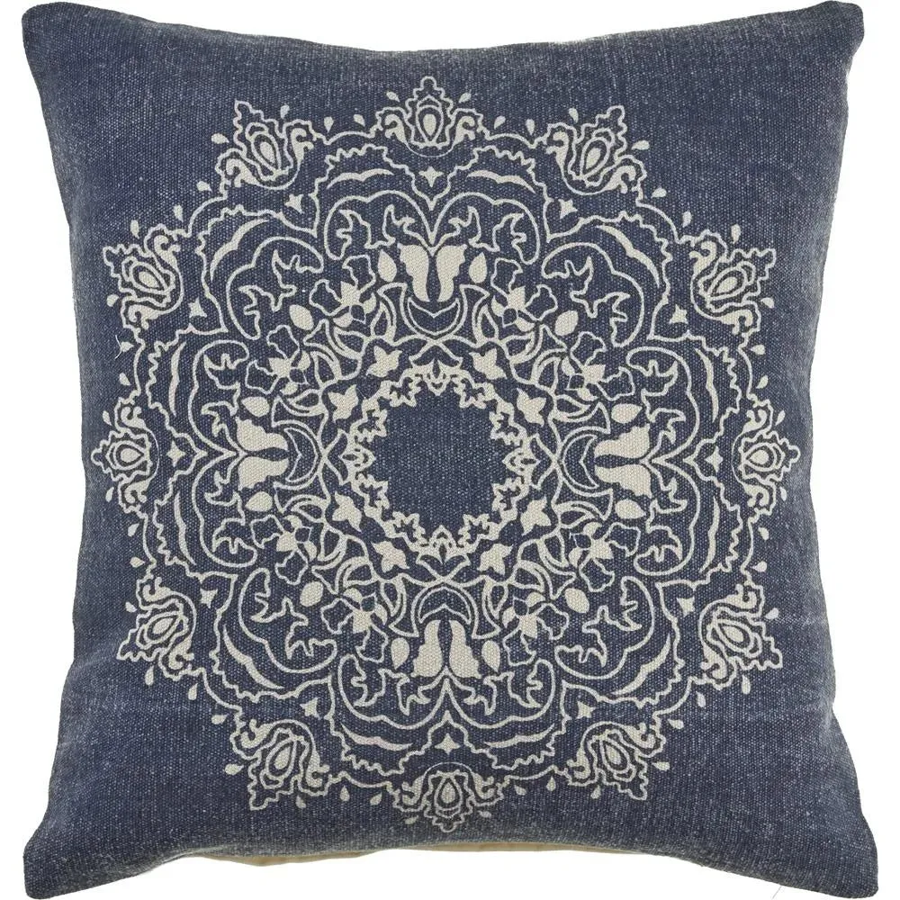 Intricate Medallion Navy and Cream LR04692 Throw Pillow