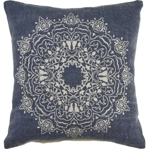 Intricate Medallion Navy and Cream LR04692 Throw Pillow