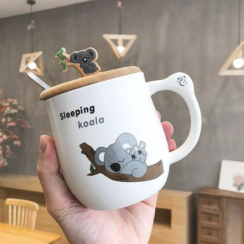 Koala Ceramic Mug with Spoon