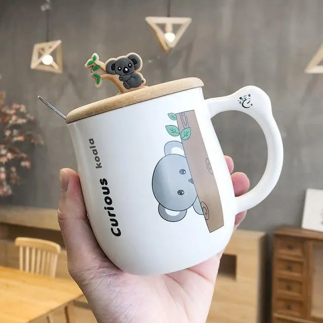 Koala Ceramic Mug with Spoon