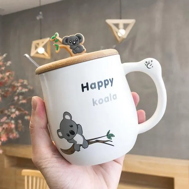 Koala Ceramic Mug with Spoon