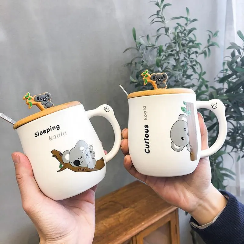 Koala Ceramic Mug with Spoon