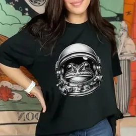 Large Frog Spaceman Tee Black