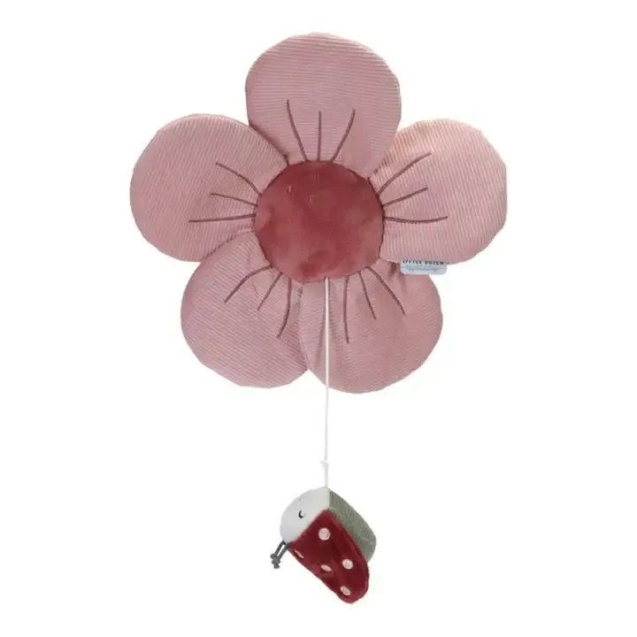 Ld music box pink flowers -flowers & butterfly